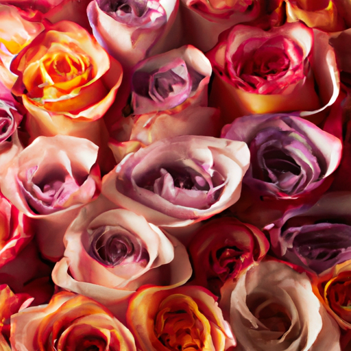 צילום תקריב של זר ורדים צבעוניים