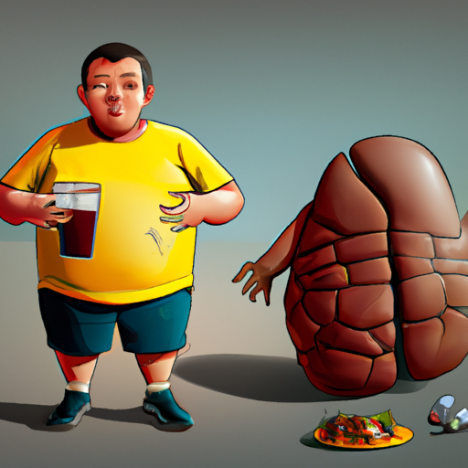 אדם הסובל מהשמנה, המדגים את אחד מגורמי הסיכון למחלת כבד שומני.