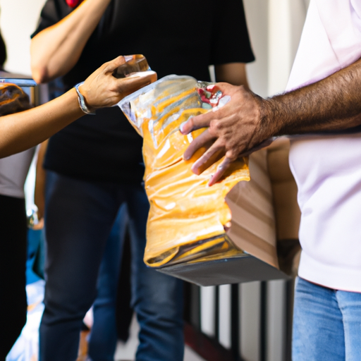 תמונה של מתנדבים המחלקים חבילות מזון לנזקקים