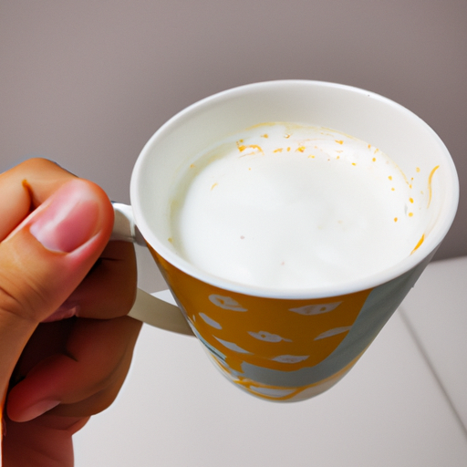 יד אוחזת בכוס קפה עם שמנת, אופציה פופולרית לארוחת בוקר לאלו העוסקים בדיאטה קטוגנית.