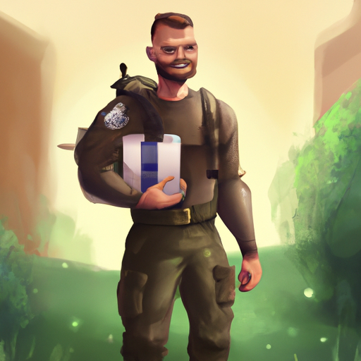 איור של חייל עם מתנה אישית