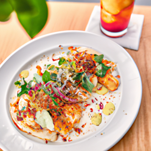 ארוחת גורמה מקסיקנית המוגשת במסעדה יוקרתית, המציגה את הטעמים העשירים והצבעים התוססים של המטבח